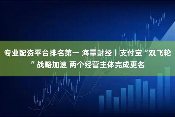 专业配资平台排名第一 海量财经丨支付宝“双飞轮”战略加速 两个经营主体完成更名
