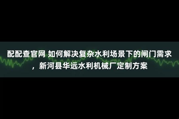 配配查官网 如何解决复杂水利场景下的闸门需求，新河县华远水利机械厂定制方案